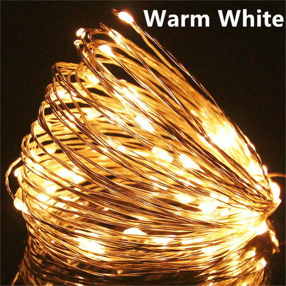 Solar LED Copper Wire String Lights for Room Decor
