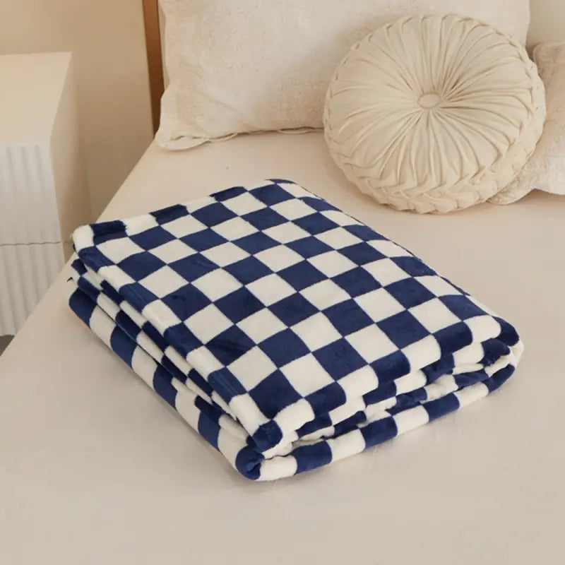 Blue & White Plaid Flannel Blanket