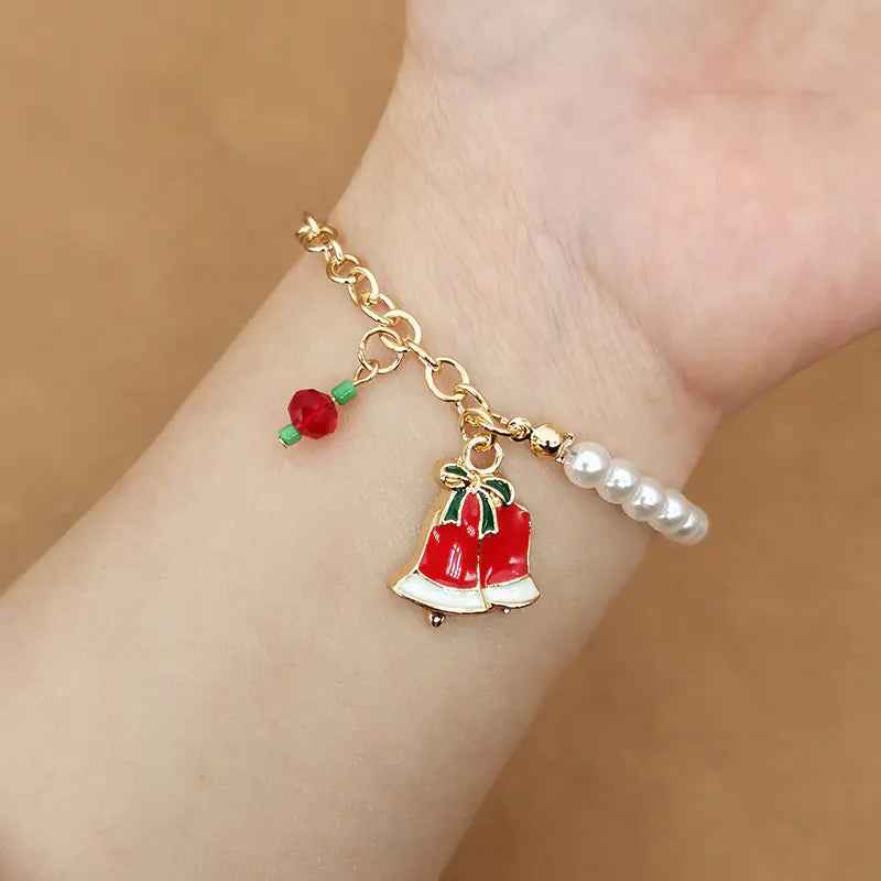 Christmas Bracelet with Snowman, Elk, and Snowflakes